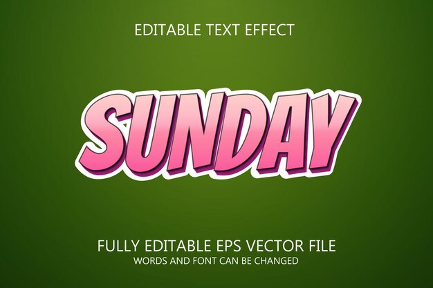 Sunday 3d editable text style effect