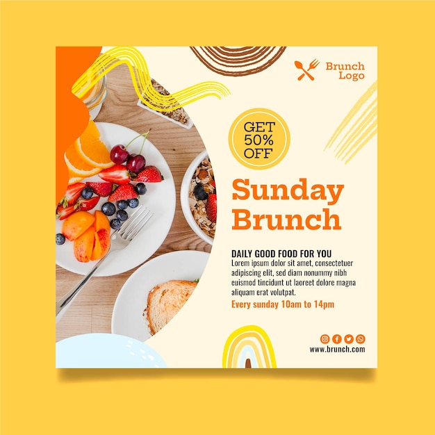 Sunday brunch squared flyer