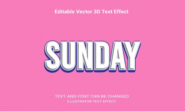 Sunday editable 3d vector text effect