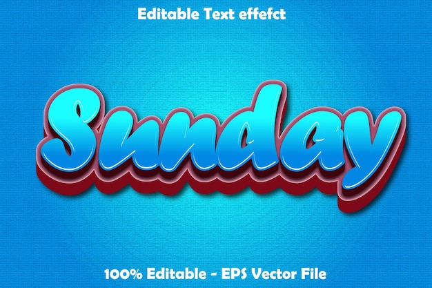 SUNDAY editable text effect 3d emboss style design