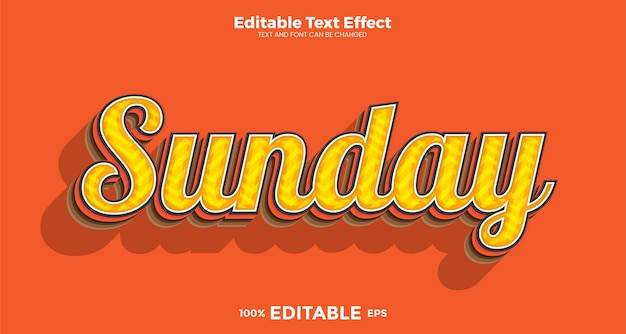 Sunday editable text effect in modern trend style