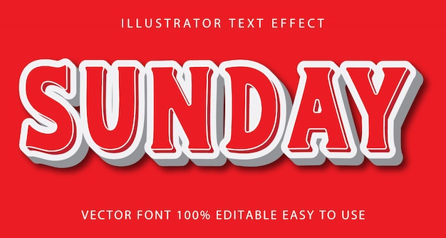 Vector sunday   editable text effect