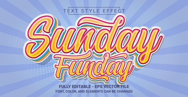 Vector sunday funday text style effect editable graphic text template