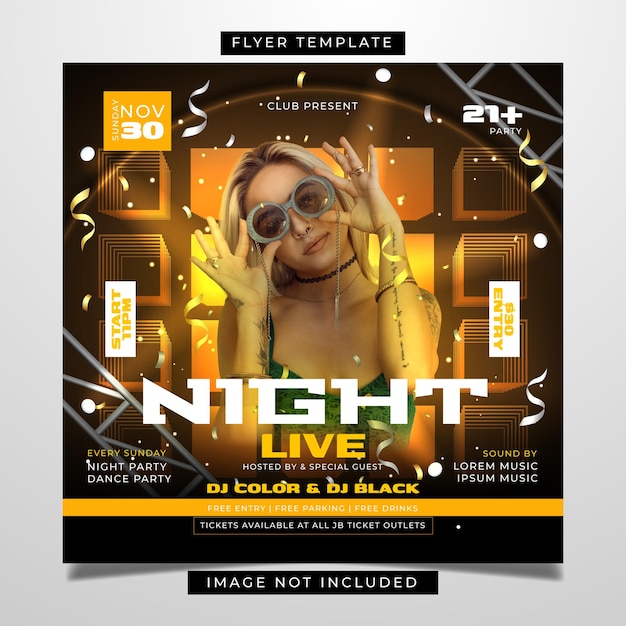 Vector sunday girls club party flyer template