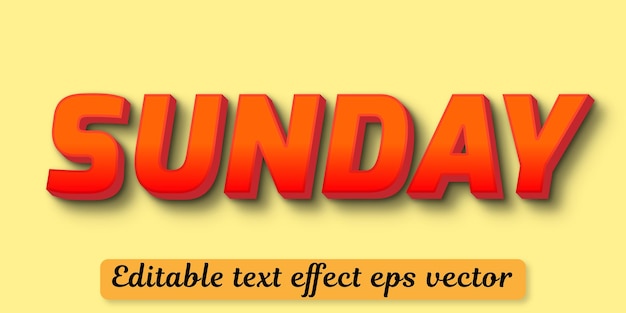 Sunday gradient color editable 3d text effect eps vactor