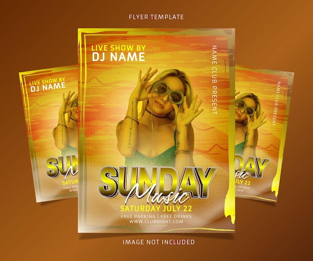 Vector sunday music party flayer template