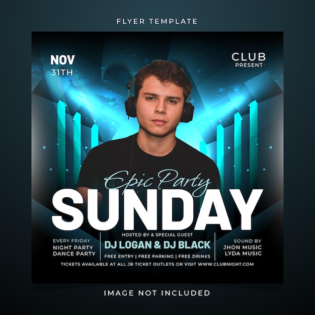 Sunday party flyer template