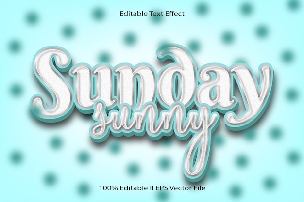 Воскресный солнечный редактируемый текстовый эффект 3d Emboss Cartoon Gradient Style