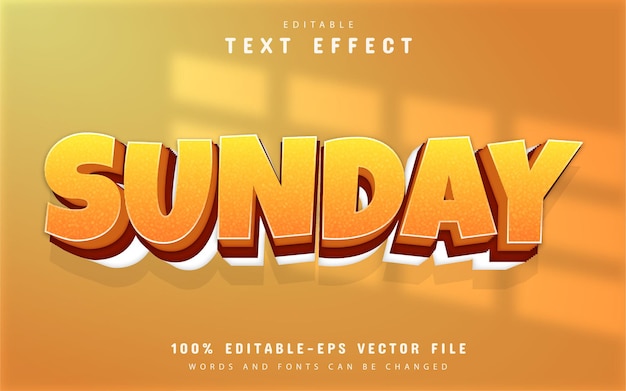 Sunday text, 3d orange text effect