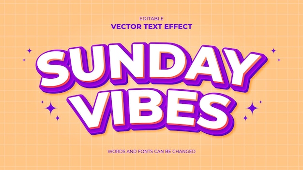 sunday vibes editable 3d text effect