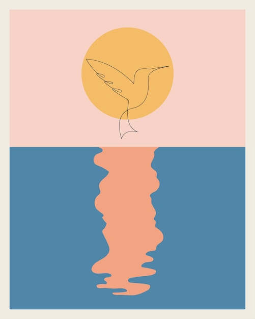 Sundown on sea summer poster