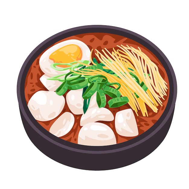 Vector sundubu jjigae soy bean soup vegetable egg south korean food dishes