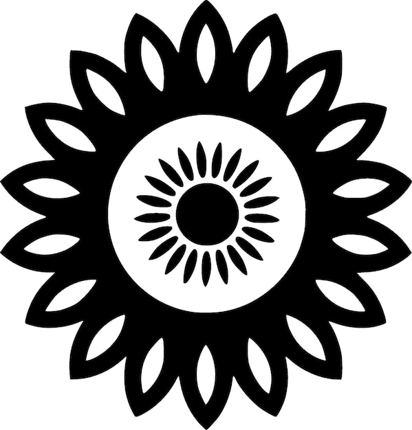 Sunflower Black and White Isolated Icon Vector illustration