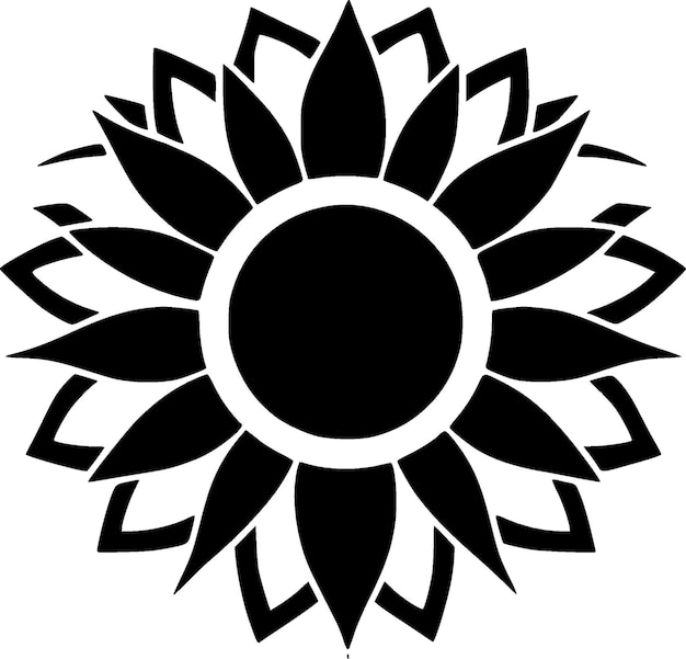 Vector sunflower black and white isolated icon vector illustration