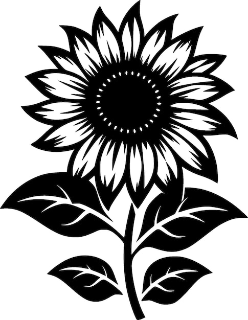 Sunflower Black and White Vector illustration