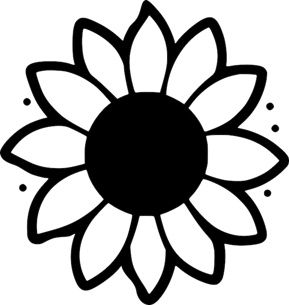 Vector sunflower black and white vector illustration