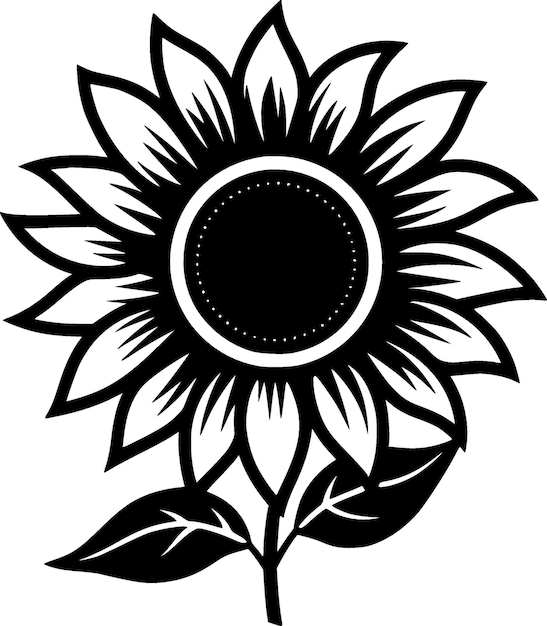 Illustrazione vettoriale di girasole in bianco e nero