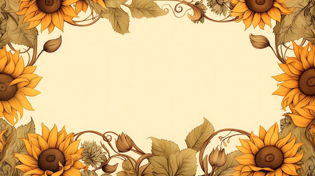 Vector sunflower border design