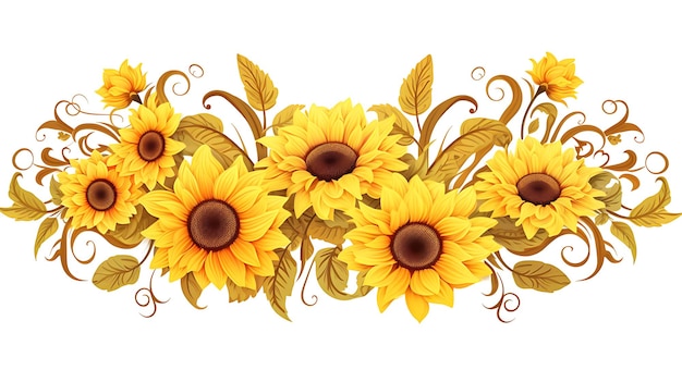 Vector sunflower border design