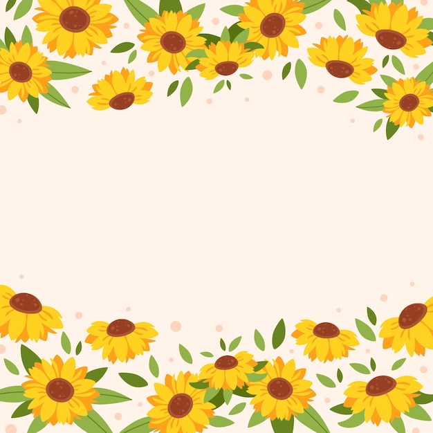 Vector sunflower border floral frame cute flowers bouquet