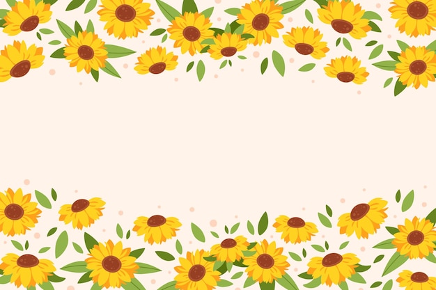 Vector sunflower border floral frame cute flowers bouquet