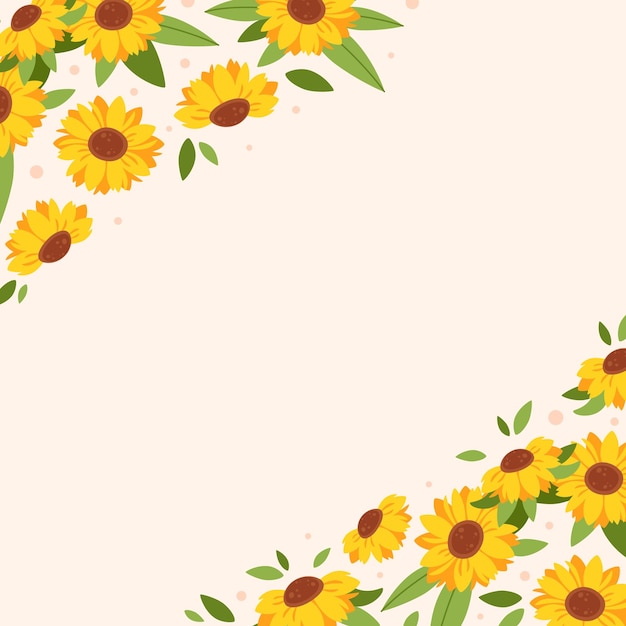 Vector sunflower border floral frame cute flowers bouquet