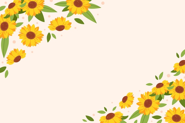 Vector sunflower border floral frame cute flowers bouquet