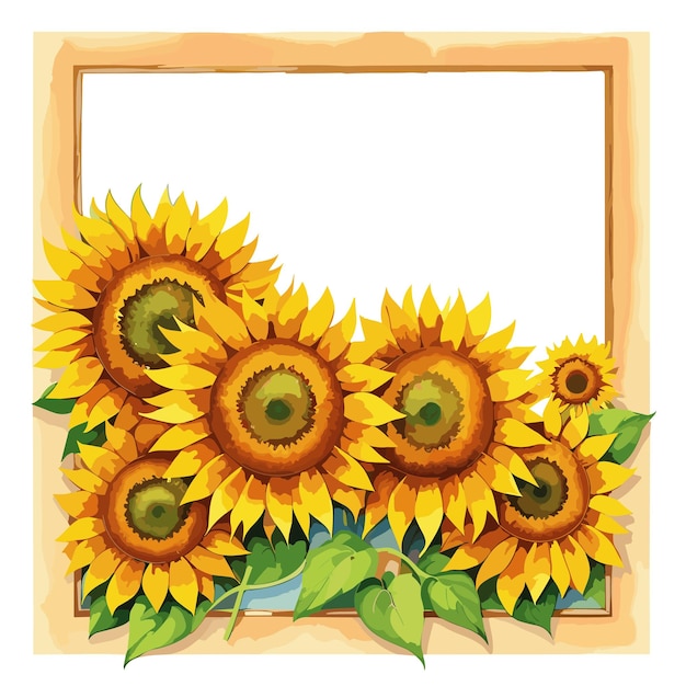 sunflower border watercolor bouquet flower illustration