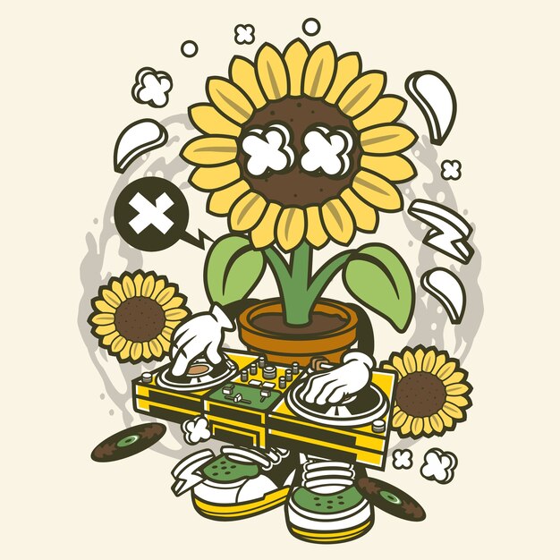 Cartone animato di girasole