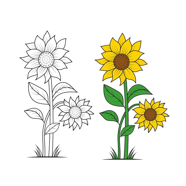 Sunflower Clipart, Sunflower Vector, Sunflower Silhouette, Sunflower illustration, Floral