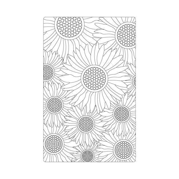 Sunflower coloring page of book with line art flower sketch vector illustration