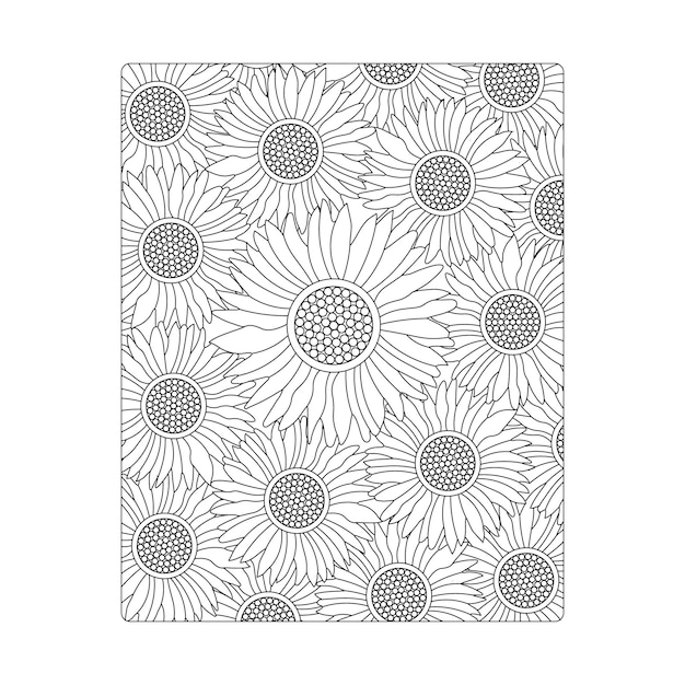 Sunflower coloring page of book with line art flower sketch vector illustration