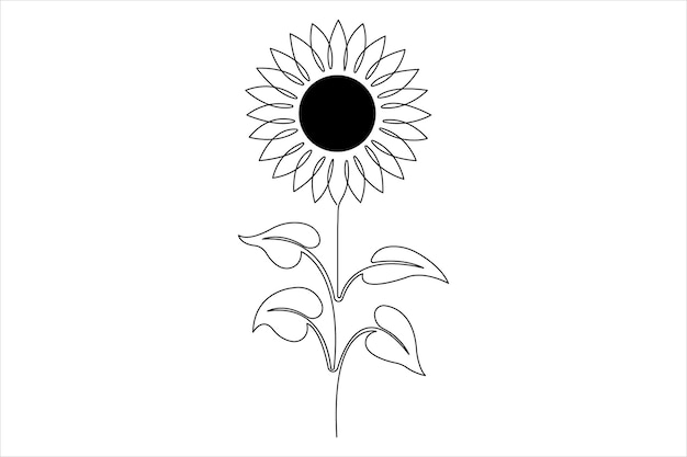 太陽の花の連続単一一線アート 図面 概要 ベクトルアート イラストデザイン ミニマリスト