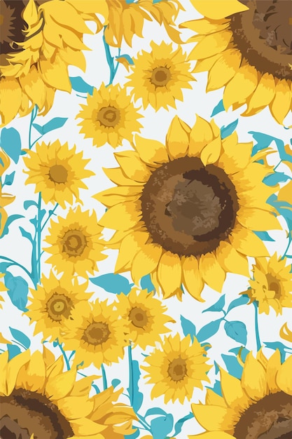 Vector sunflower delight seamless floral pattern vector illustration