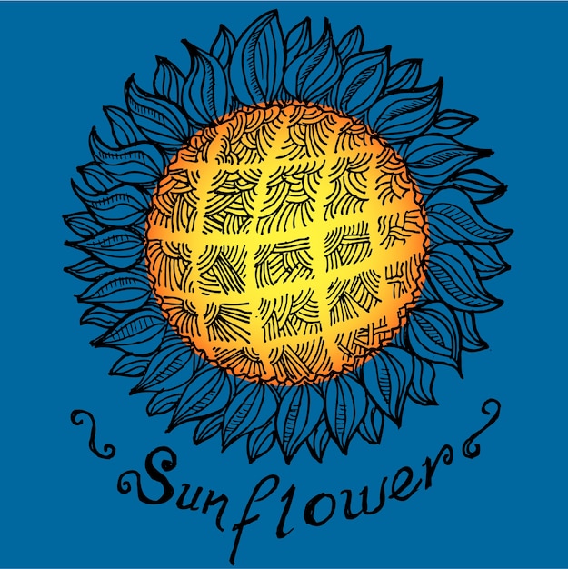 Vector sunflower doodle