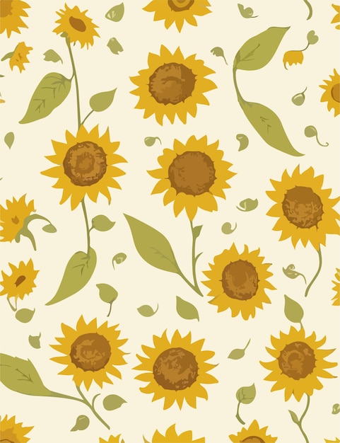 Sunflower dream seamless pattern illustration