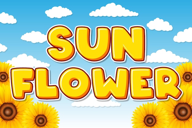 Sunflower farm logo typography 3d editable text effect font style template cute background design