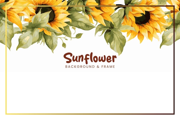 Sunflower floral border frame vector background