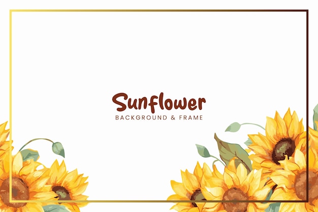 Sunflower floral border frame vector background