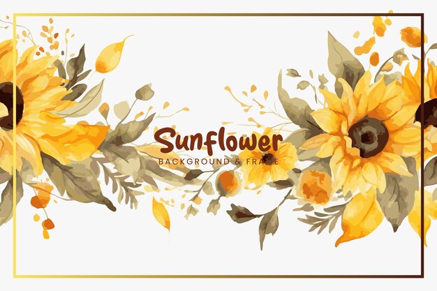 Sunflower floral border frame vector background