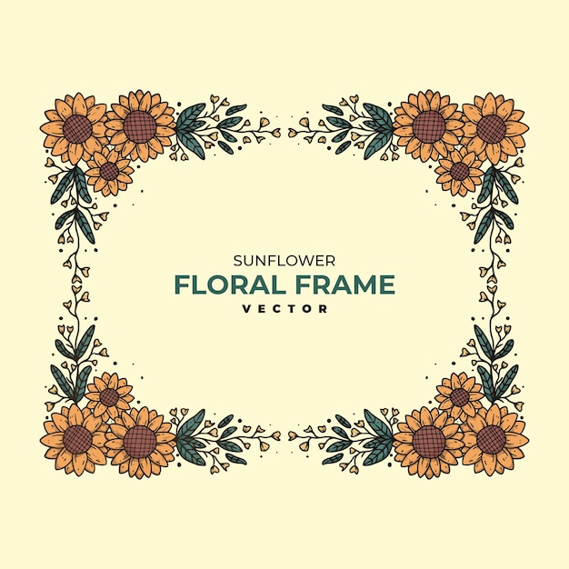 Vector sunflower floral frame vector