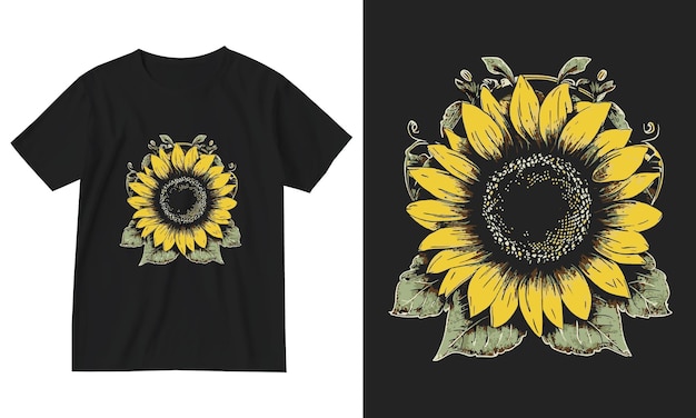 Vector sunflower flower graphic tshirt design illustrationfloral typography inspirational retro vintage