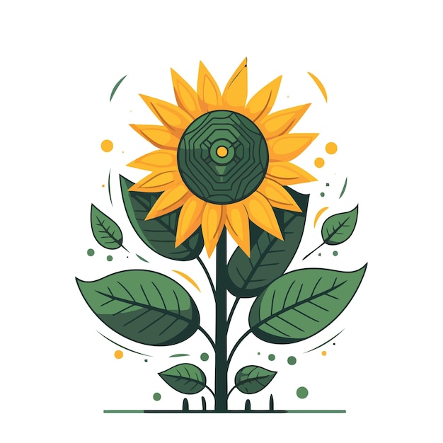 ヒマワリの花 ヒマワリの花の分離イメージ フラットなデザインでかわいいヒマワリの描画