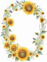 Vector sunflower frame border