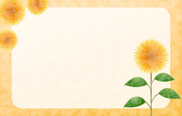 Vector sunflower frame illustration orange background