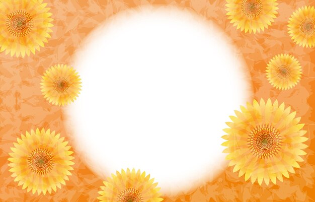 Sunflower frame illustration orange background