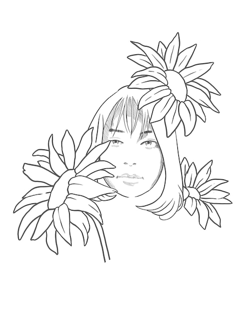 Vector sunflower girl