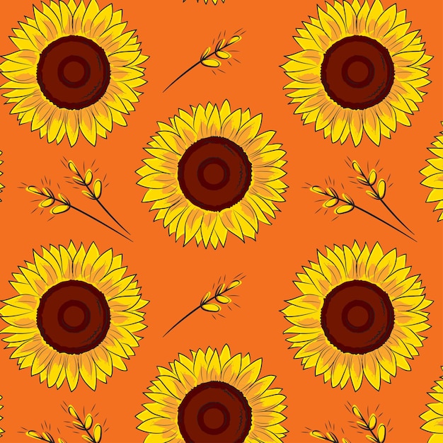 Vector sunflower grain pattern oil seeds ukraine floral