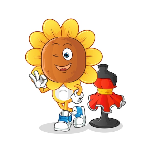 sunflower head cartoon fashion designer vector cartoon character