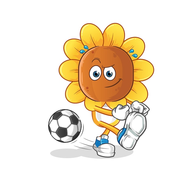 sunflower head cartoon kicking the ball cartoon mascot vector